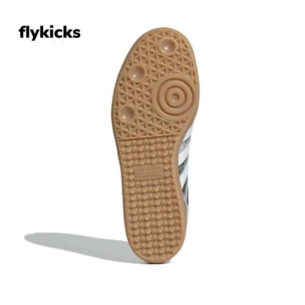 Adidas Samba OG Silver Metallic Cracked Leather Women's Perfect Daily Shoes.